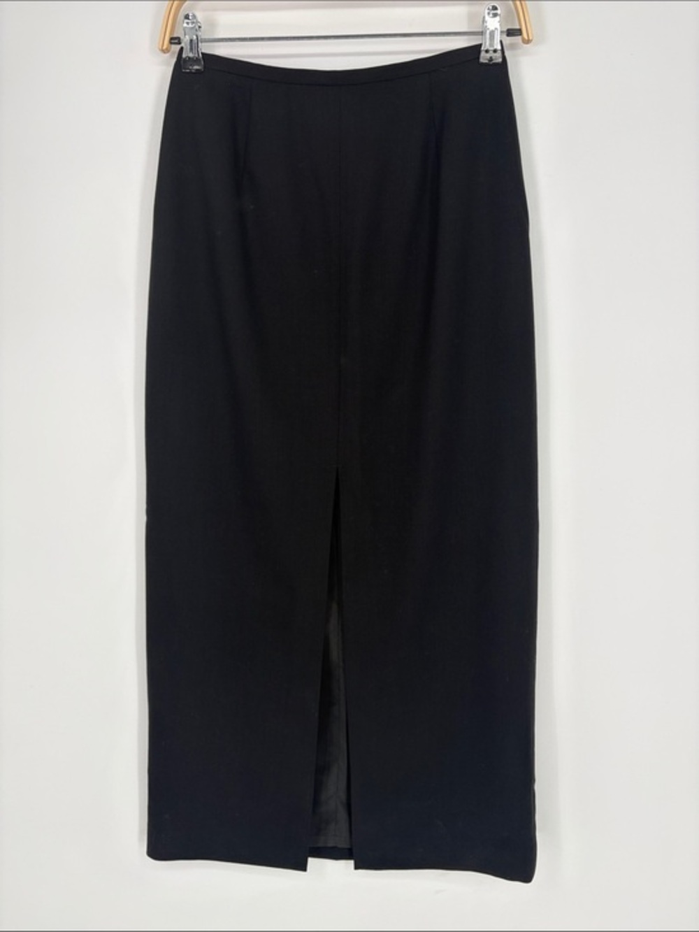 🐩 Ann Taylor pure wool Black Maxi Skirt with Center front Slit